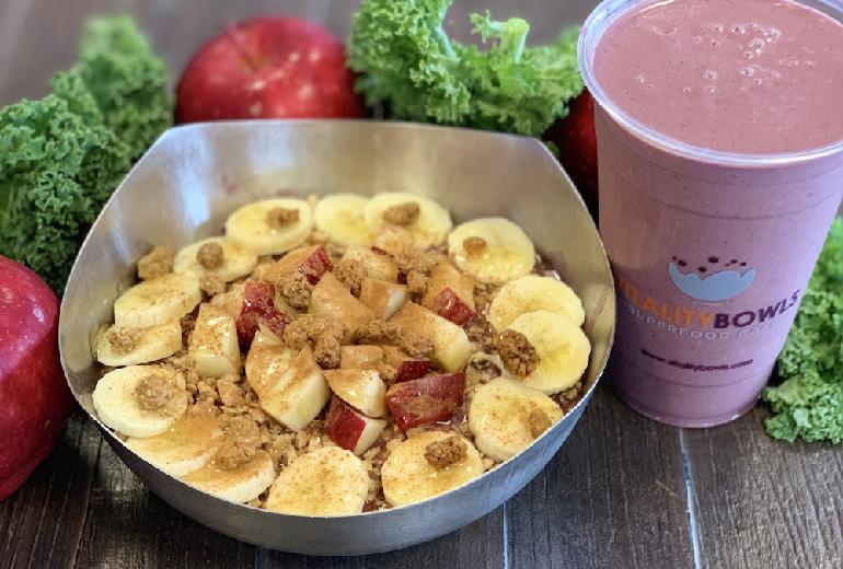 Vitality Bowls Apple Pie Bowl and Smoothie Image