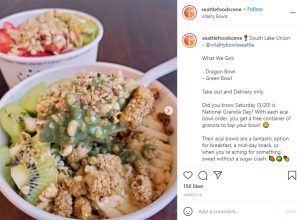 @seattlefoodscene posts about Vitality Bowls