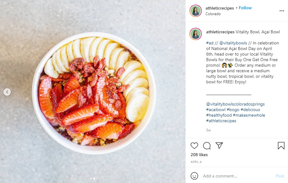 @athleticrecipes posts about vitality bowls colorado springs